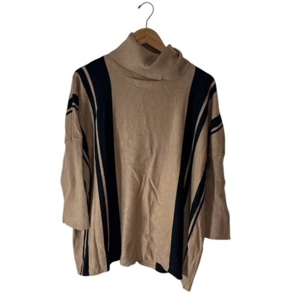Carol Rose Sweaters - Carol Rose Women’s Sweater Tan Black Cowl Neck Long Sleeve Size XL